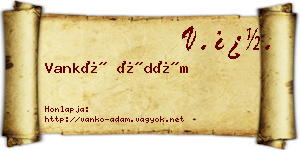 Vankó Ádám névjegykártya